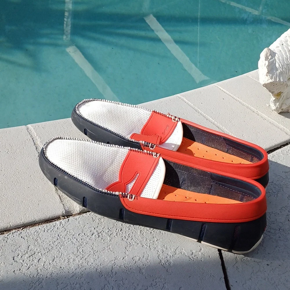Swims Men's White, Red & Navy Slip-On Boat Shoes